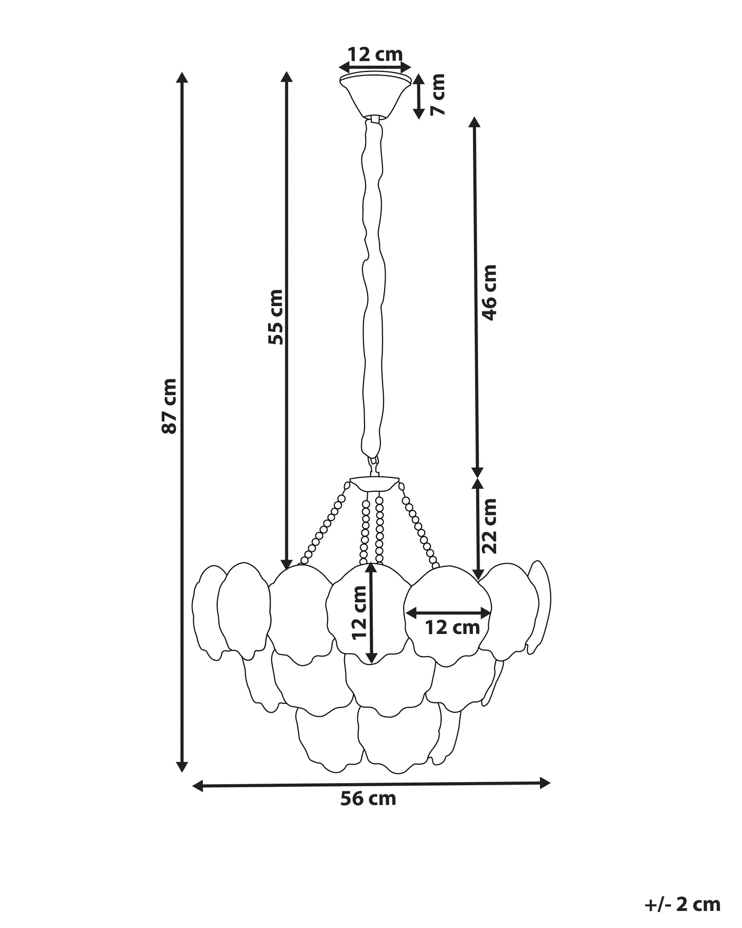 Chandelier BIGOTE Glass Brass