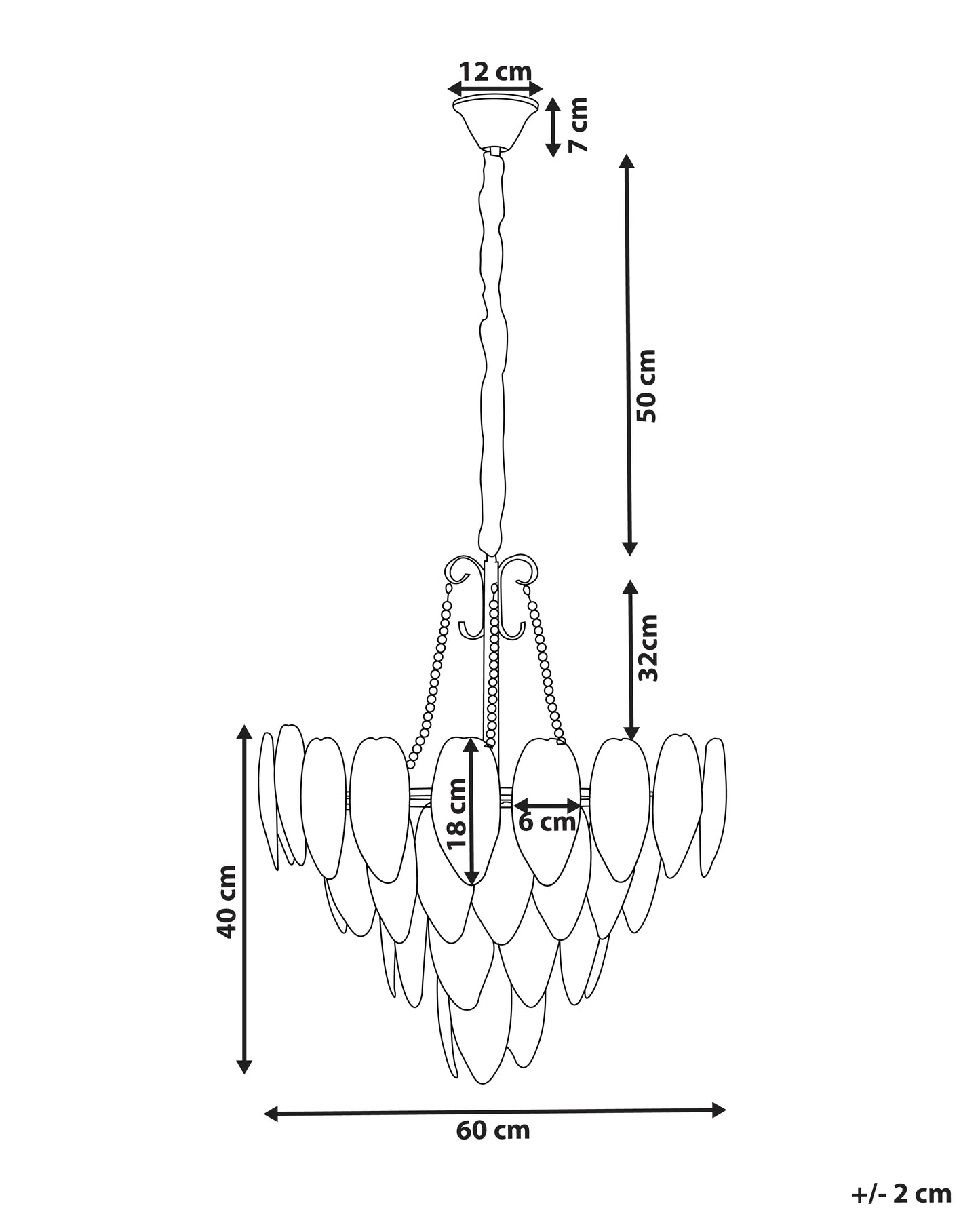 Chandelier YAUCA Glass Brass