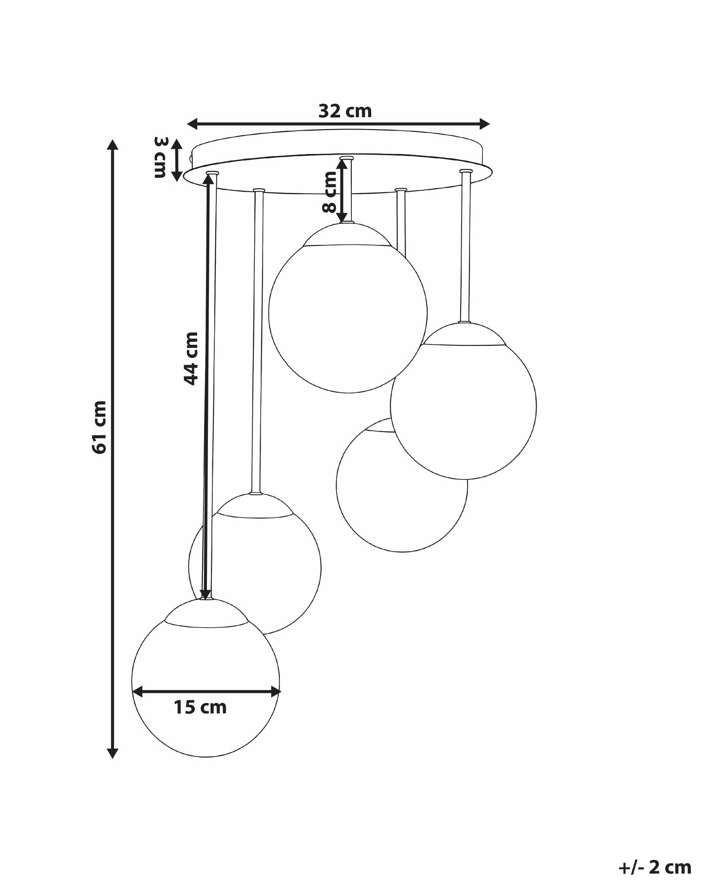 5 Light Pendant Lamp RIANA Metal Brass