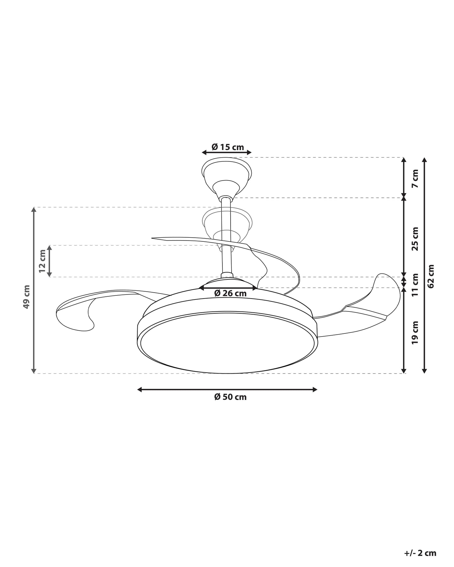 Ceiling Fan With Light IBAR With Remote LED Transparent