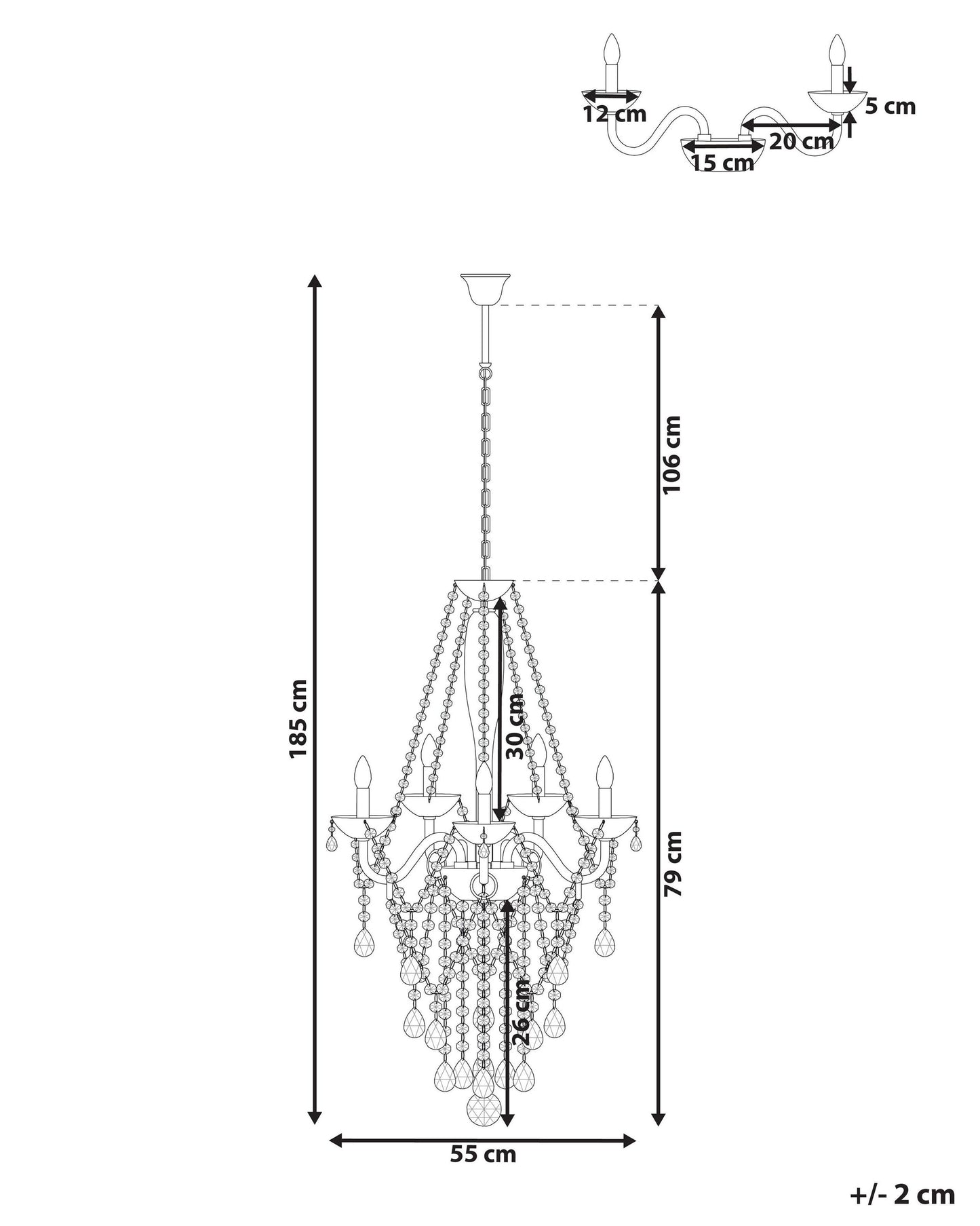 Chandelier LOCONE Crystal Silver