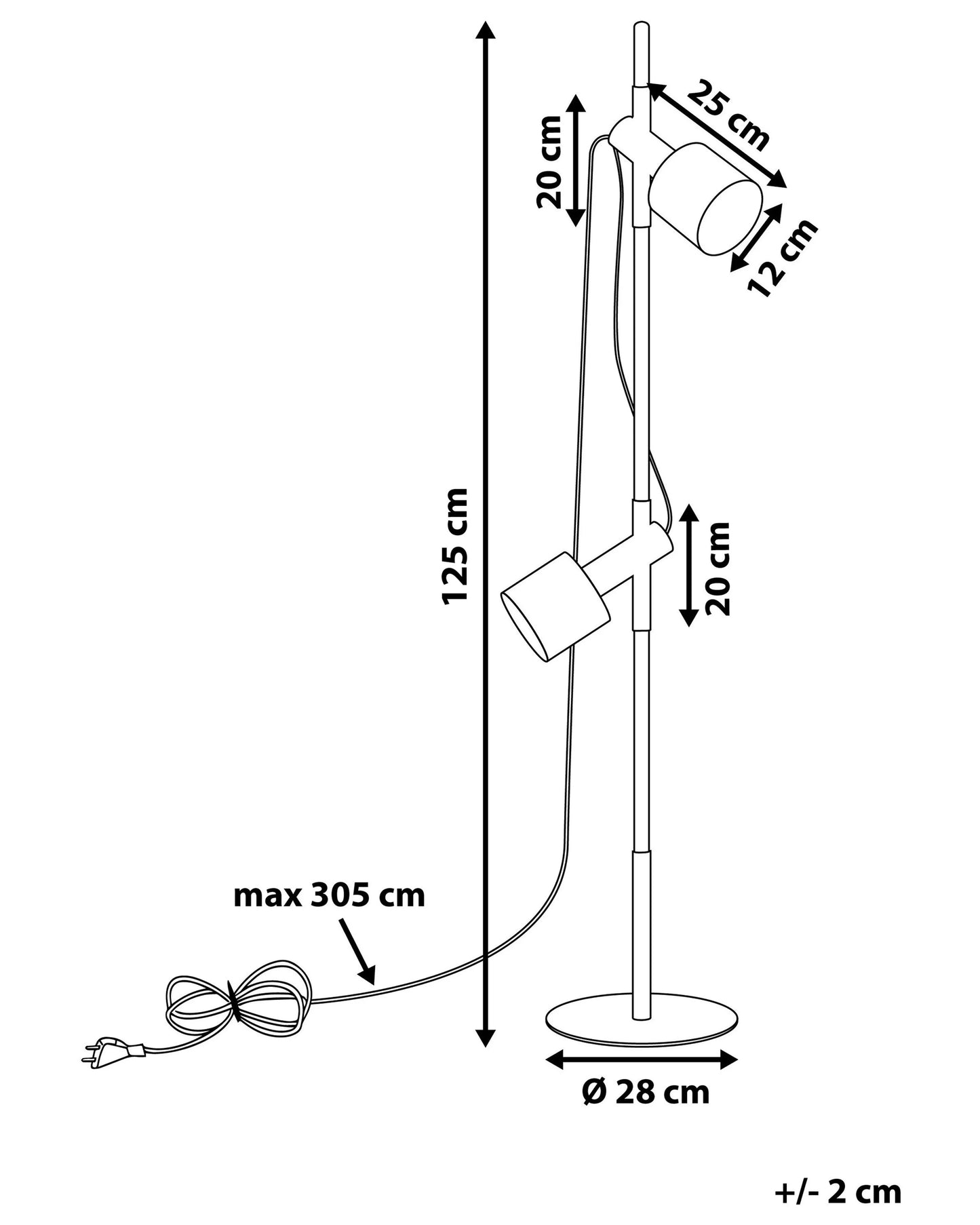 Floor Lamp OWENS Adjustable Oak Wood Black