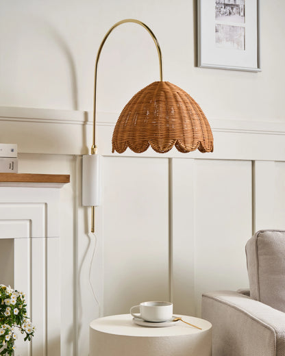  Wall Lamp VALUKKAI Rattan Natural