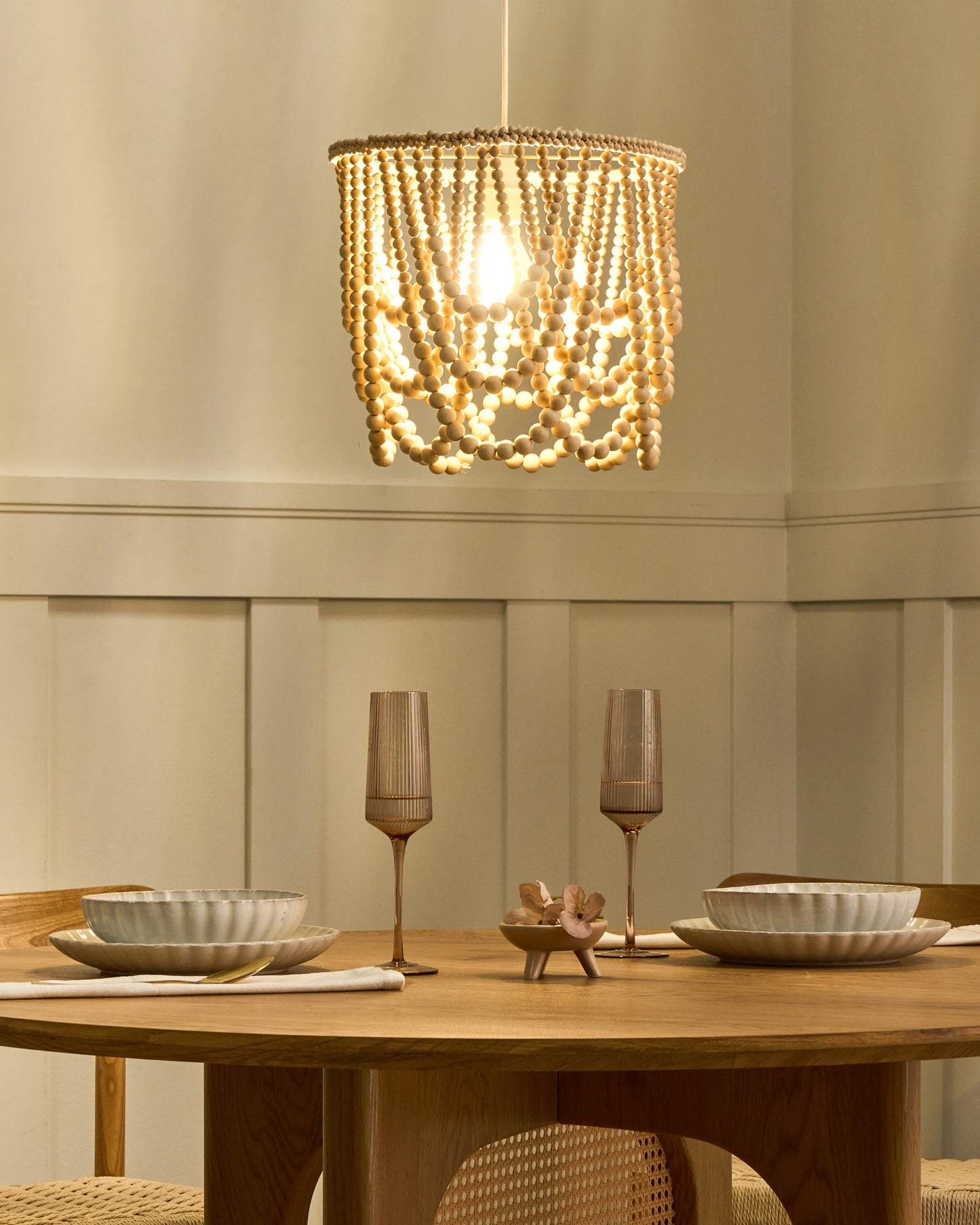  Chandelier PUSWELI Wood Light Brown