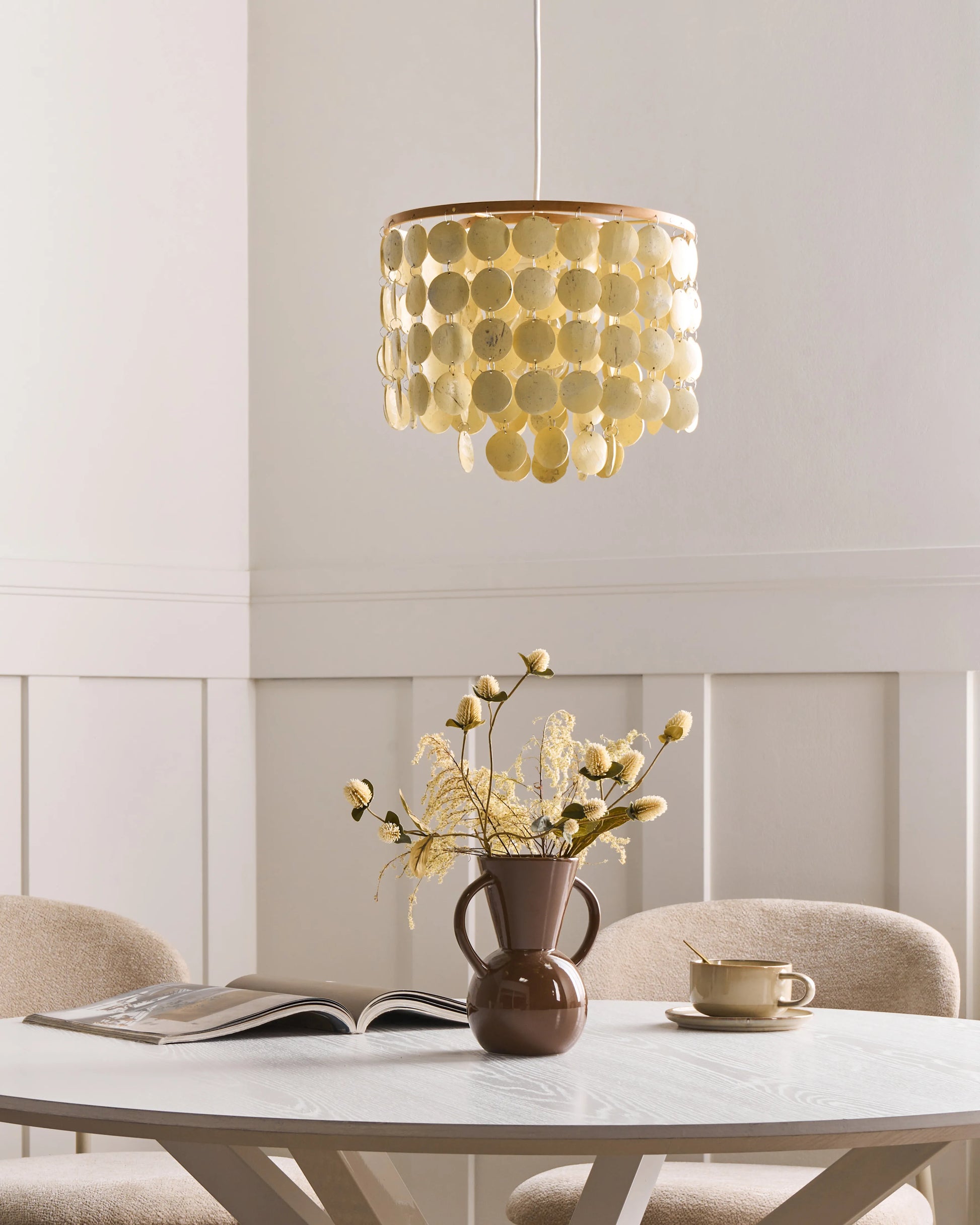  Chandelier PARANGI Coconut Shell Light Beige