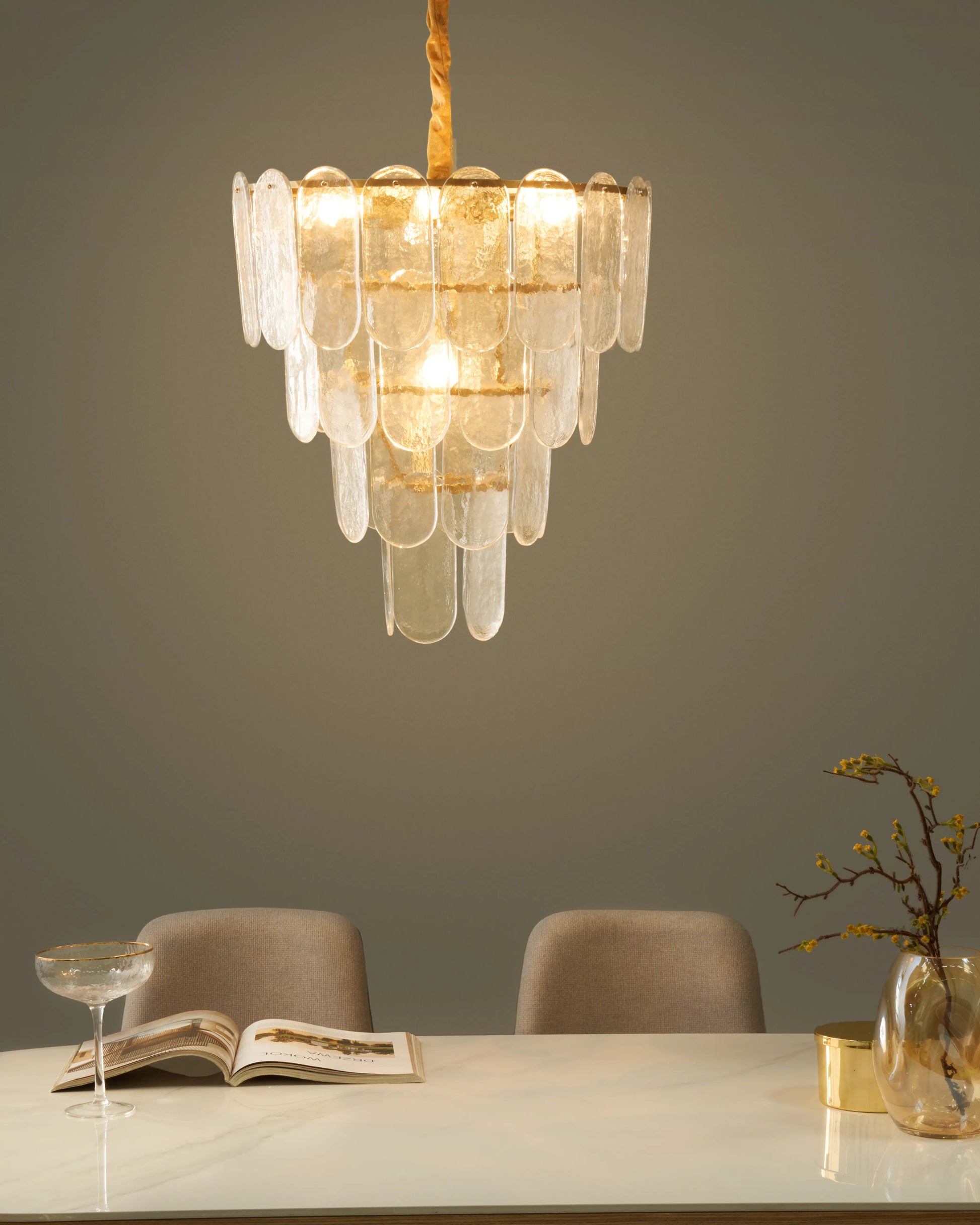  Chandelier CARAVELI Glass Brass