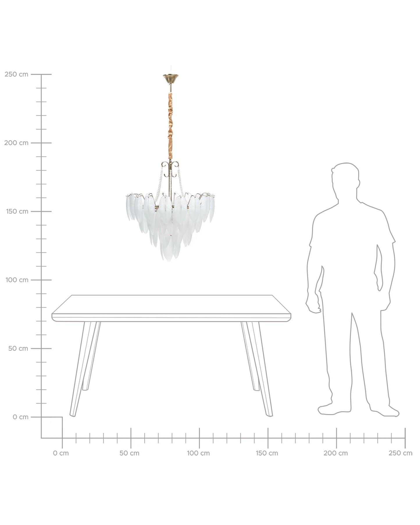  Chandelier YAUCA Glass Brass