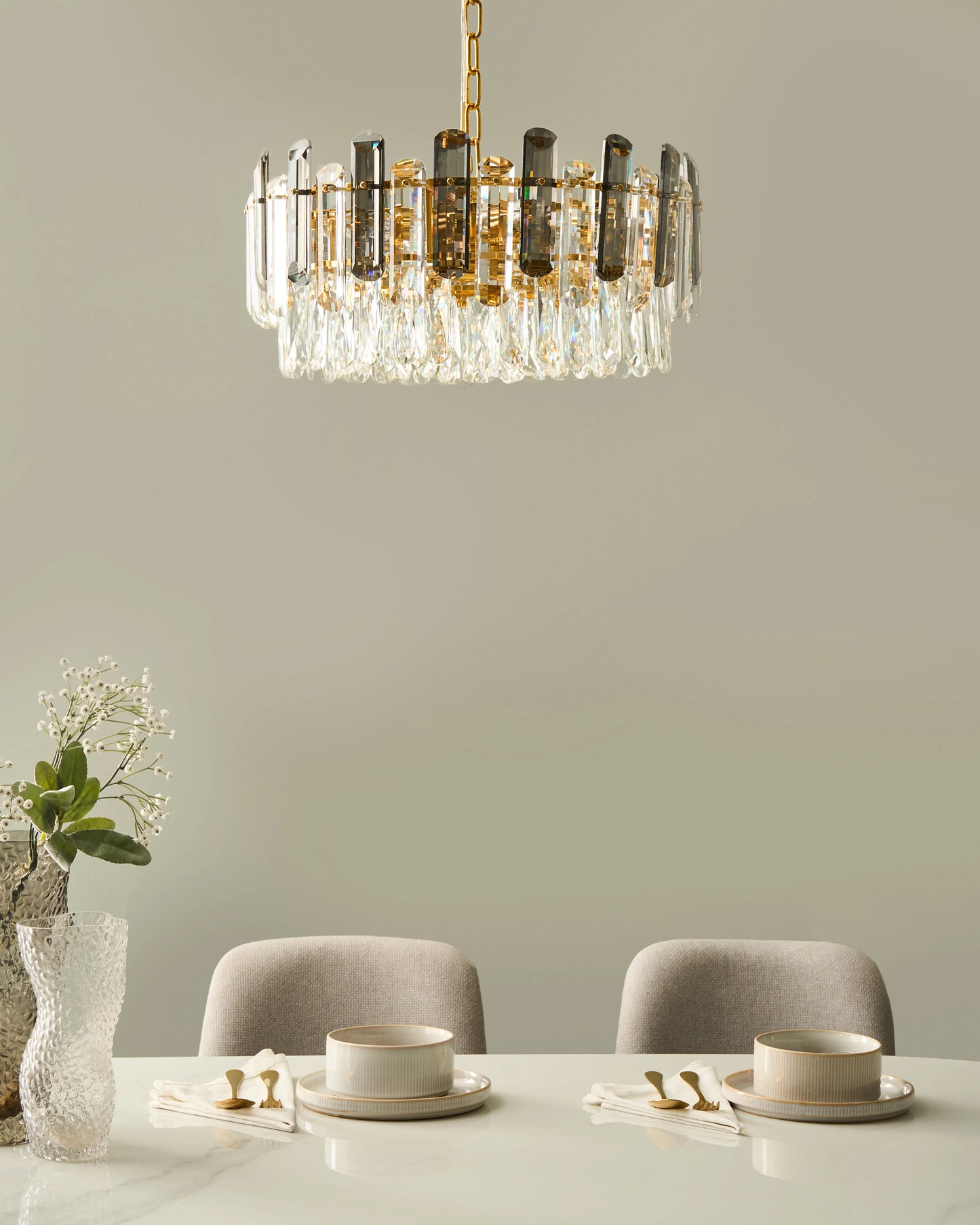  Chandelier MANTARO Glass Gold