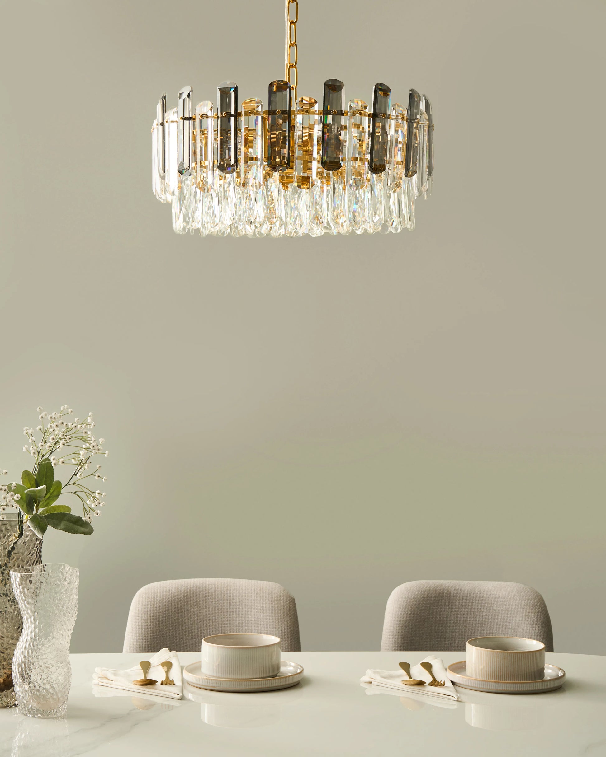  Chandelier MANTARO Glass Gold