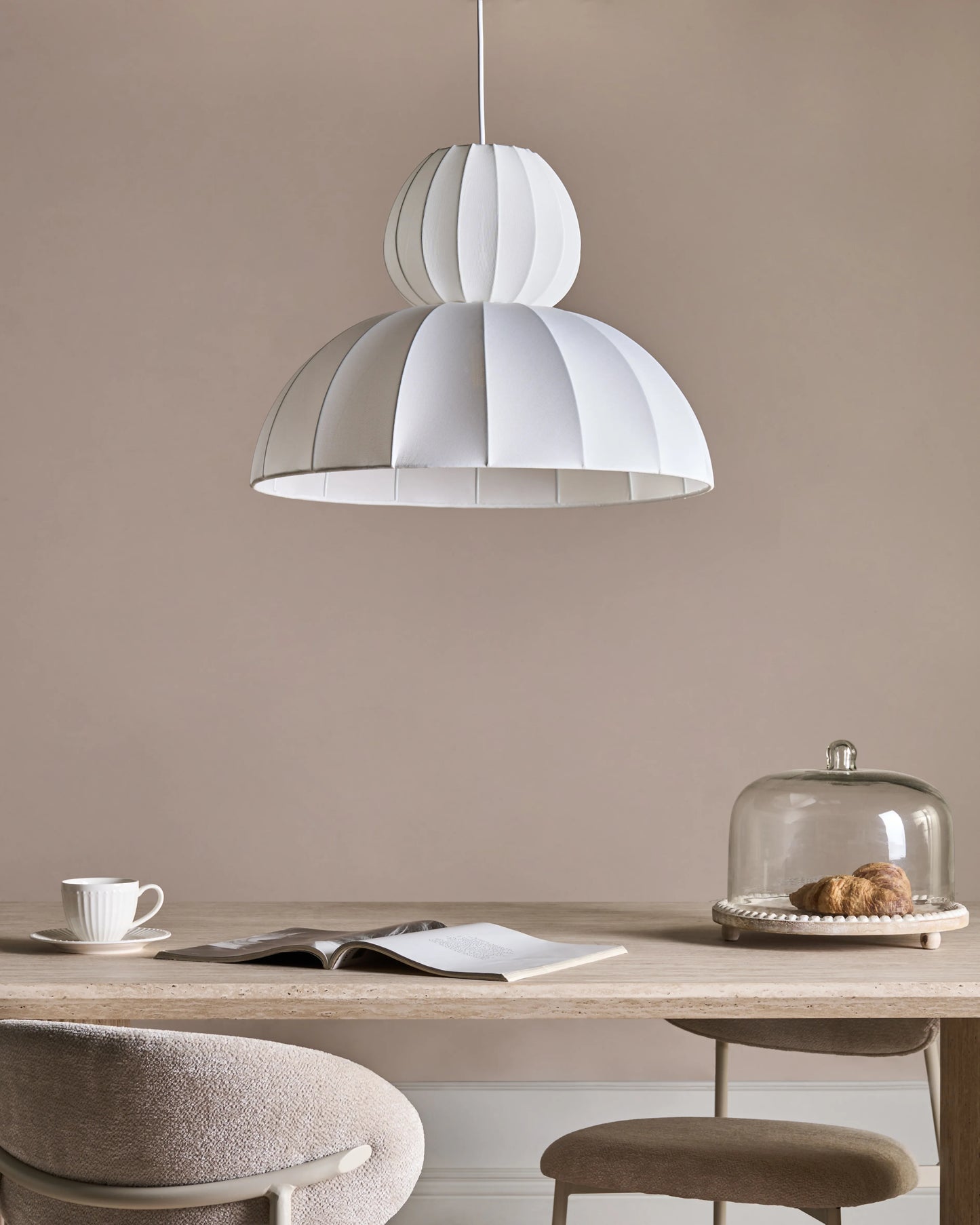  Pendant Lamp GOELETTE Faux Silk White