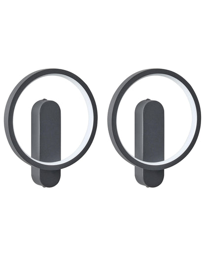  Set Of 2 Wall Lamps BLIES LED Metal Black