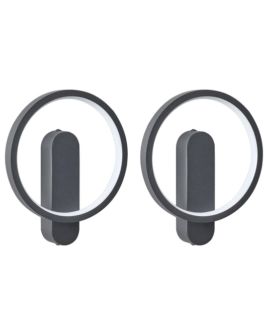  Set Of 2 Wall Lamps BLIES LED Metal Black