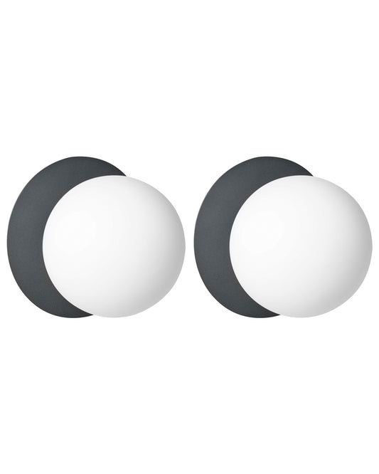  Set Of 2 Wall Lamps BOUBLE Metal Black