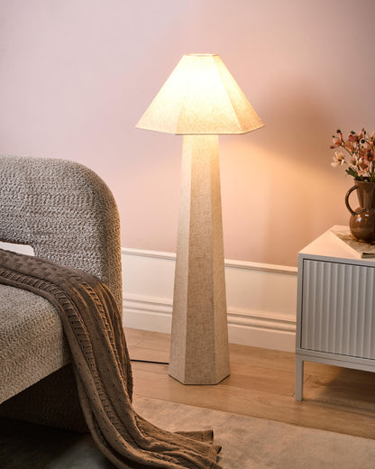  Floor Lamp DEMBI Faux Linen Light Beige