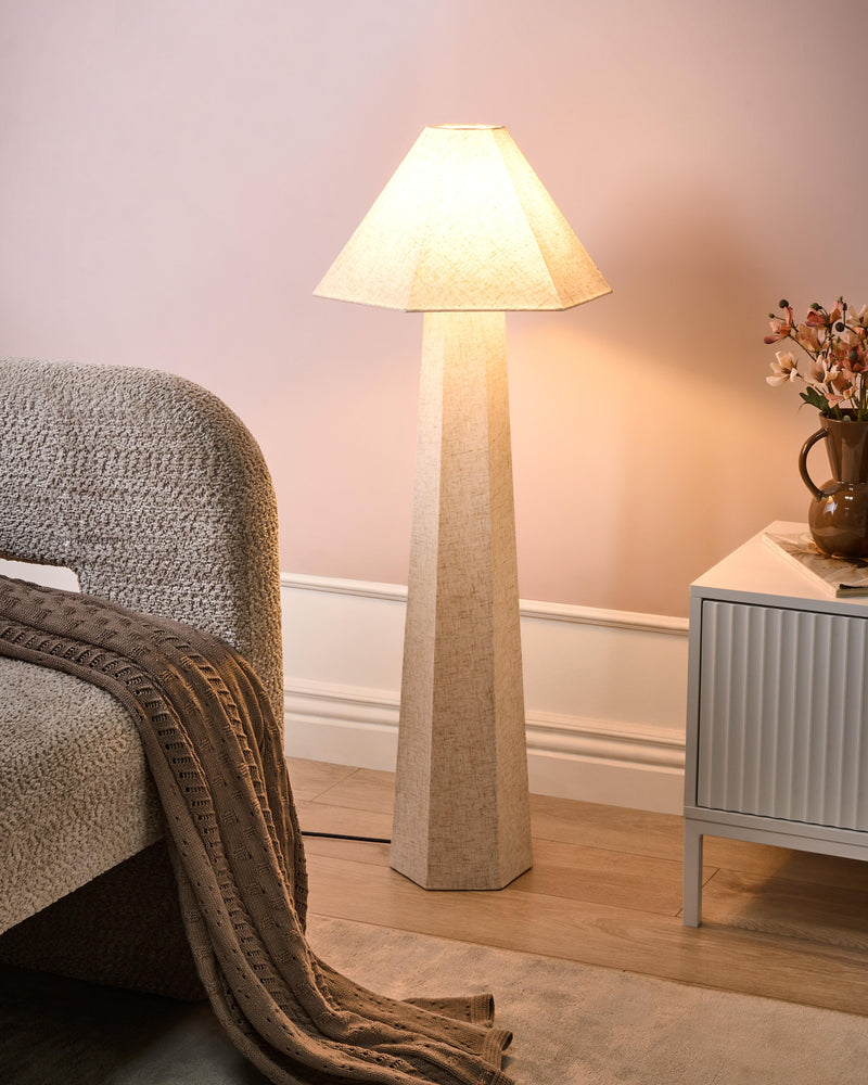  Floor Lamp DEMBI Faux Linen Light Beige