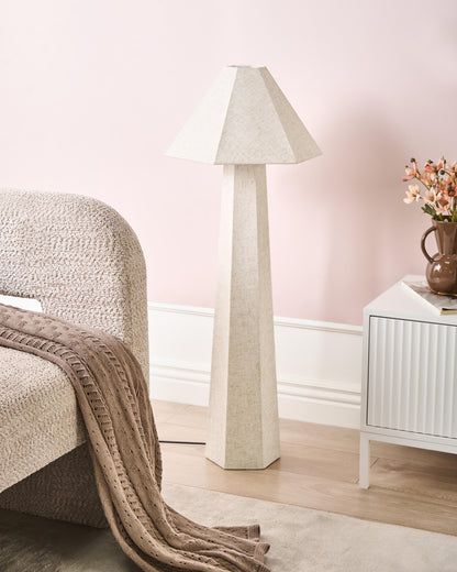  Floor Lamp DEMBI Faux Linen Light Beige