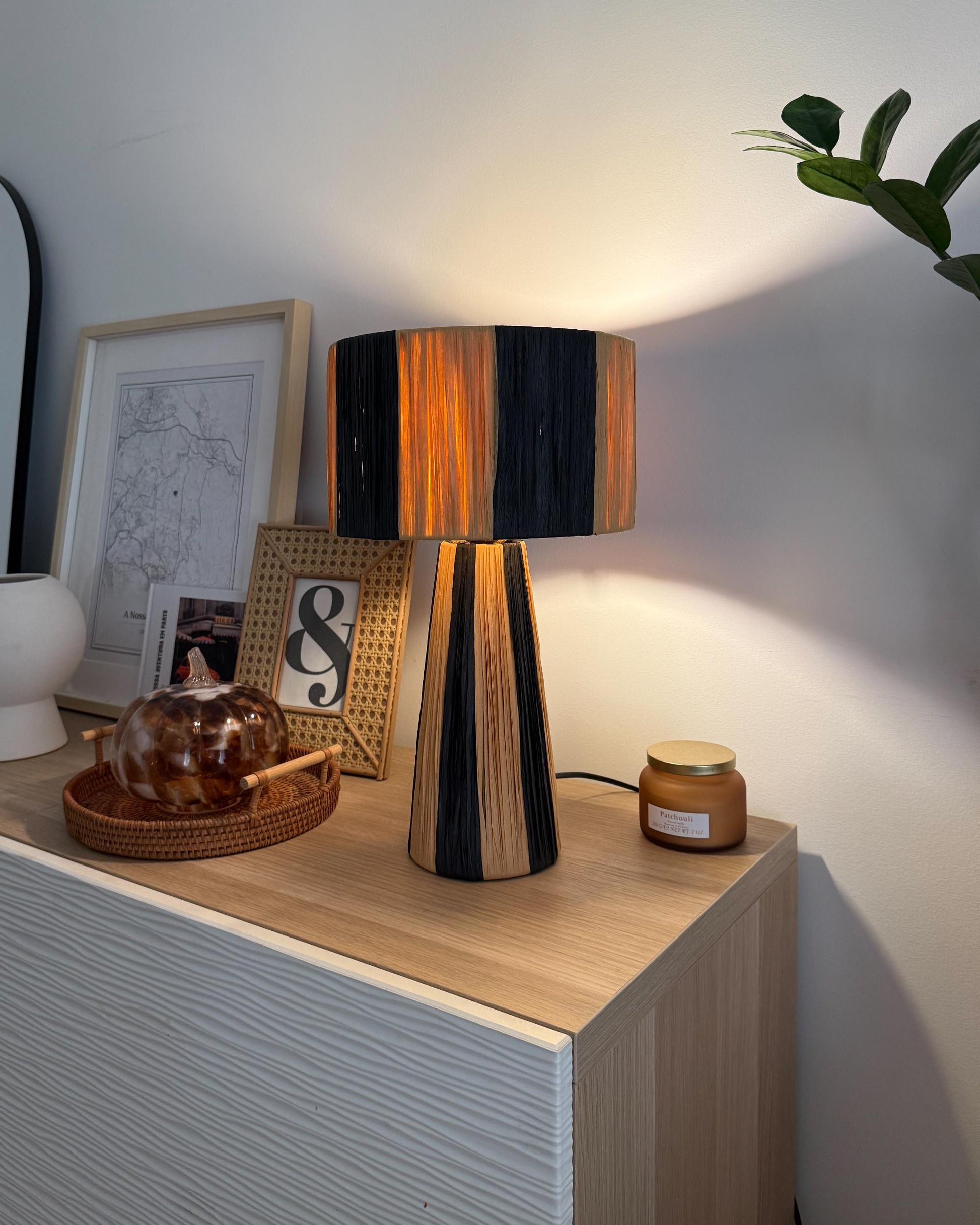  Table Lamp WELMEL Wicker Brown/ Black