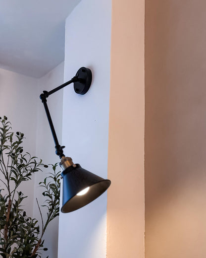  Set Of 2 Wall Lamps NARVA Adjustable Metal Black