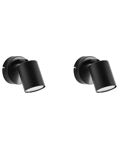  Set Of 2 Wall Lamps NYANDO Metal Black