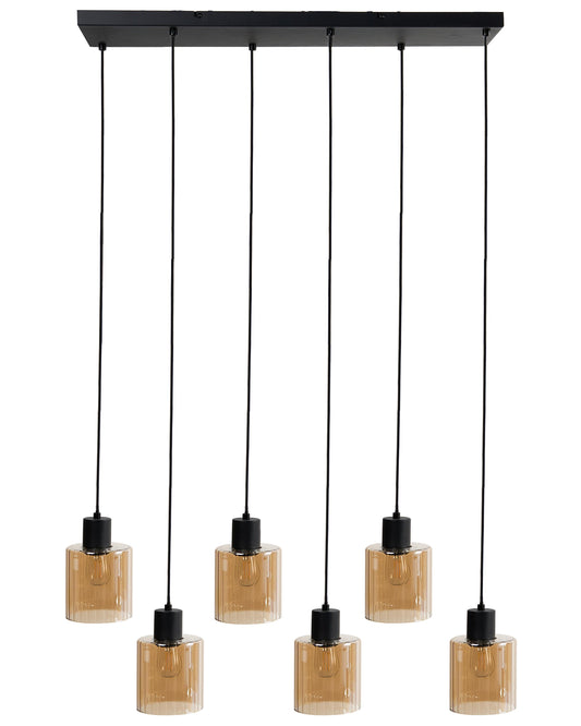  6 Light Pendant Lamp KITARE Glass Beige