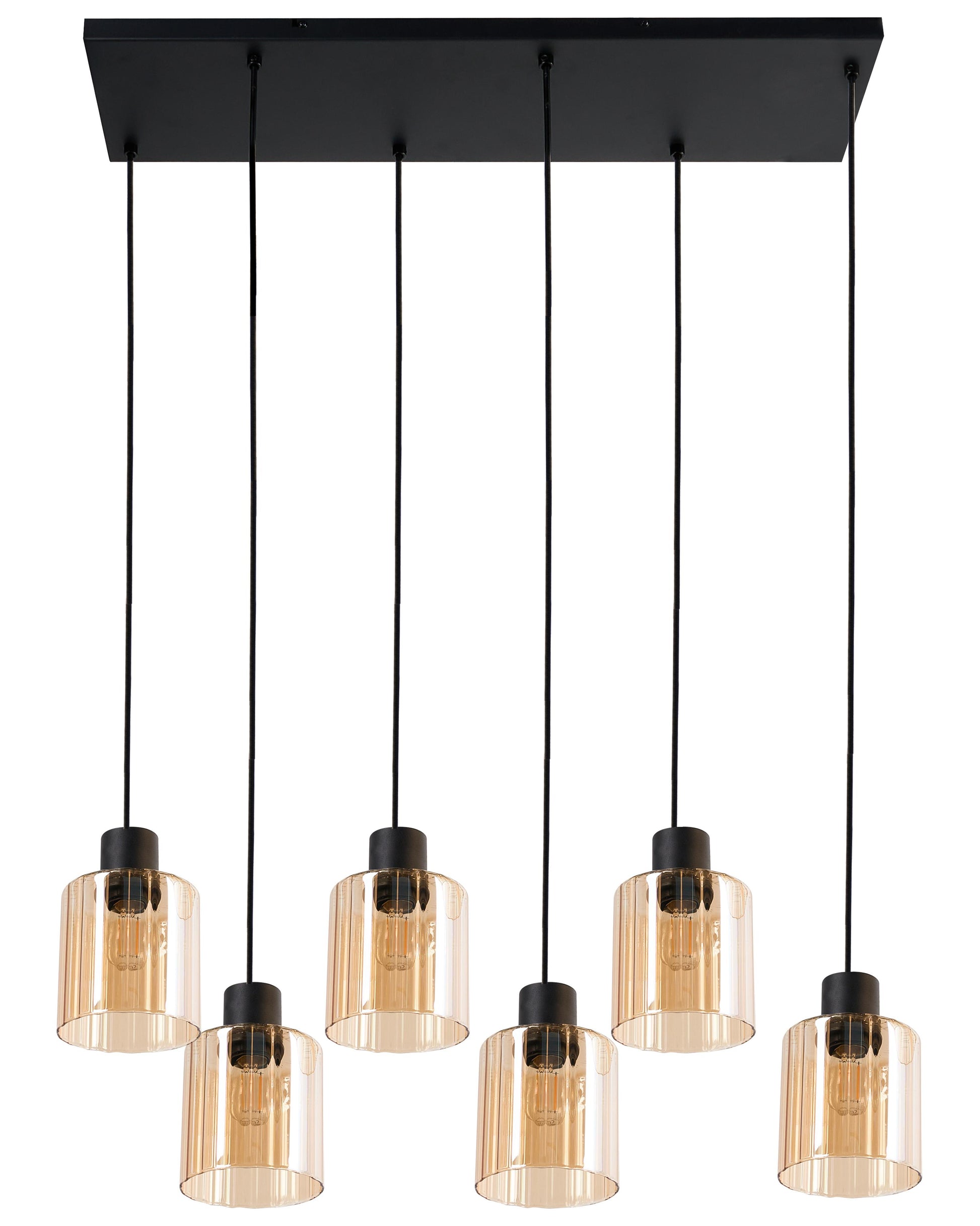  6 Light Pendant Lamp KITARE Glass Beige