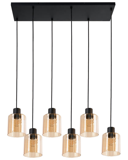  6 Light Pendant Lamp KITARE Glass Beige