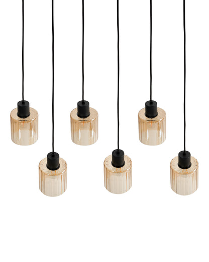  6 Light Pendant Lamp KITARE Glass Beige