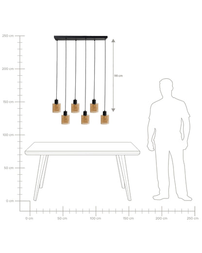  6 Light Pendant Lamp KITARE Glass Beige
