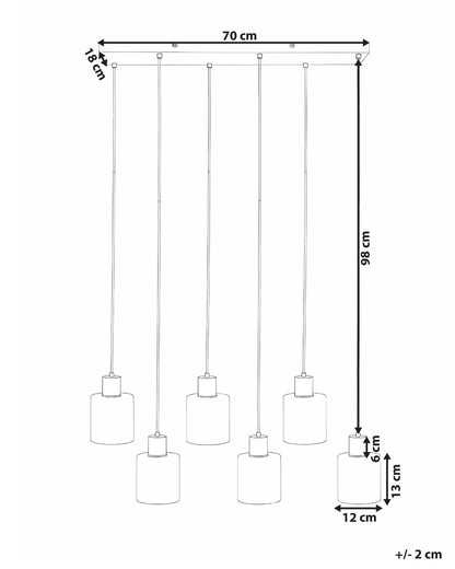  6 Light Pendant Lamp KITARE Glass Beige