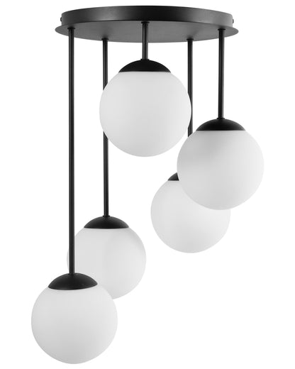  5 Light Pendant Lamp RIANA Glass Black