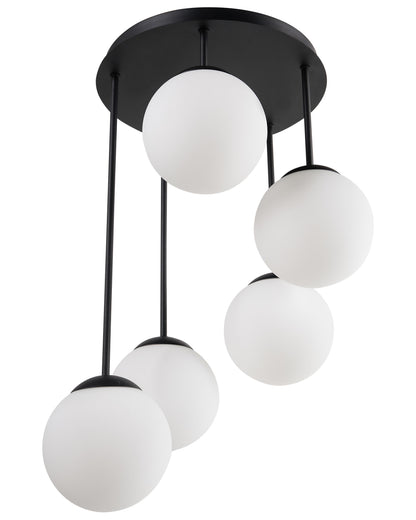 5 Light Pendant Lamp RIANA Glass Black