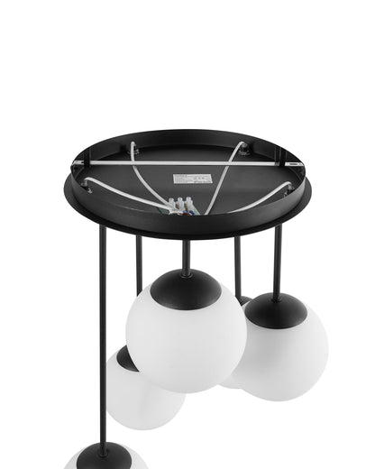  5 Light Pendant Lamp RIANA Glass Black