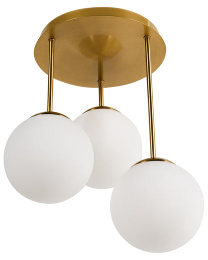  3 Light Pendant Lamp RIANA Glass Metal Brass