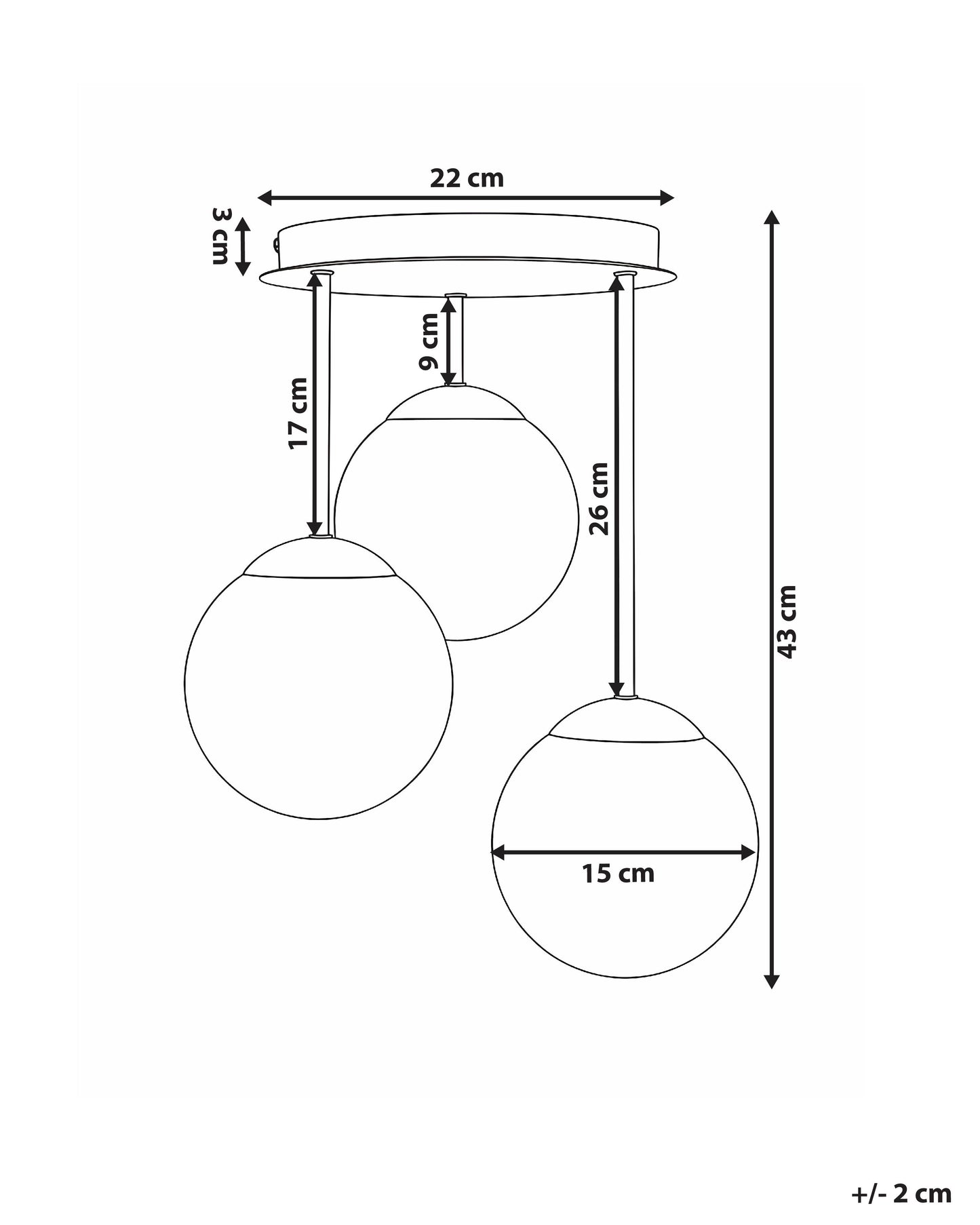  3 Light Pendant Lamp RIANA Glass Metal Brass