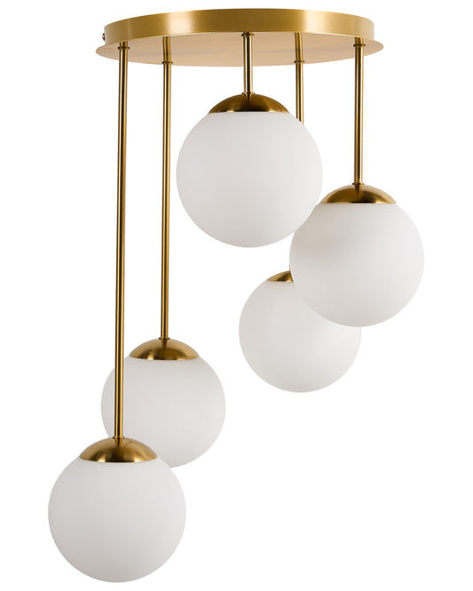  5 Light Pendant Lamp RIANA Metal Brass