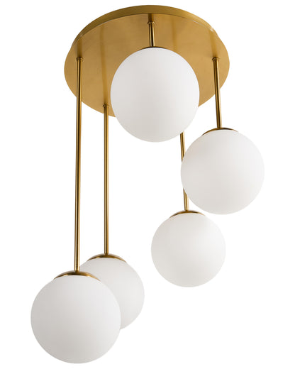  5 Light Pendant Lamp RIANA Metal Brass