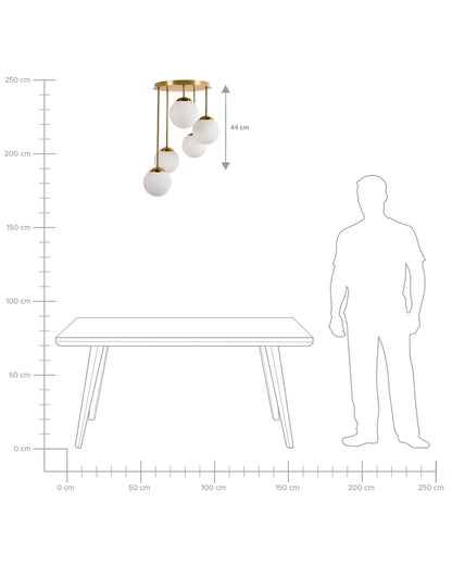  5 Light Pendant Lamp RIANA Metal Brass