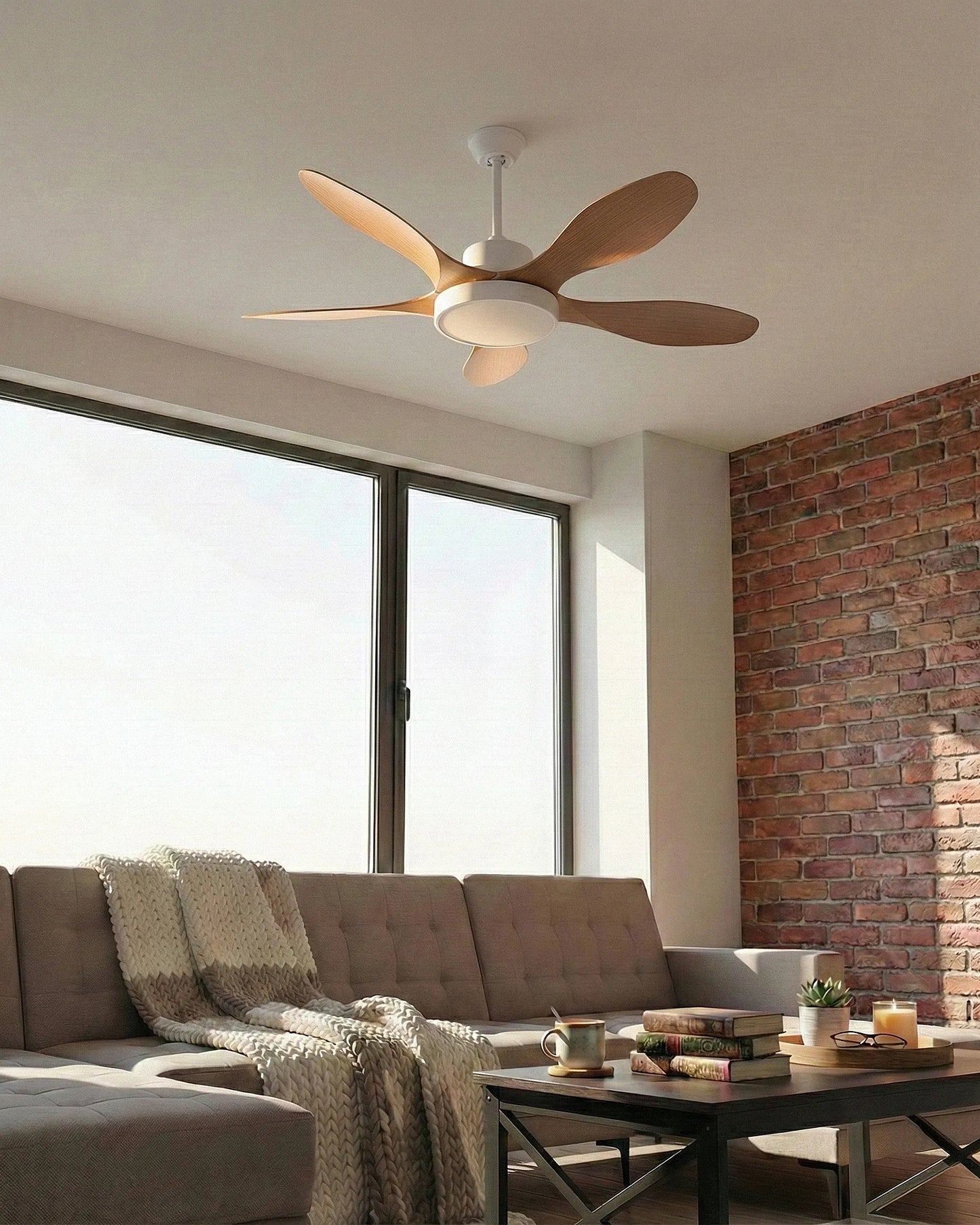  Ceiling Fan With Light BARBET With Remote LED Light Brown