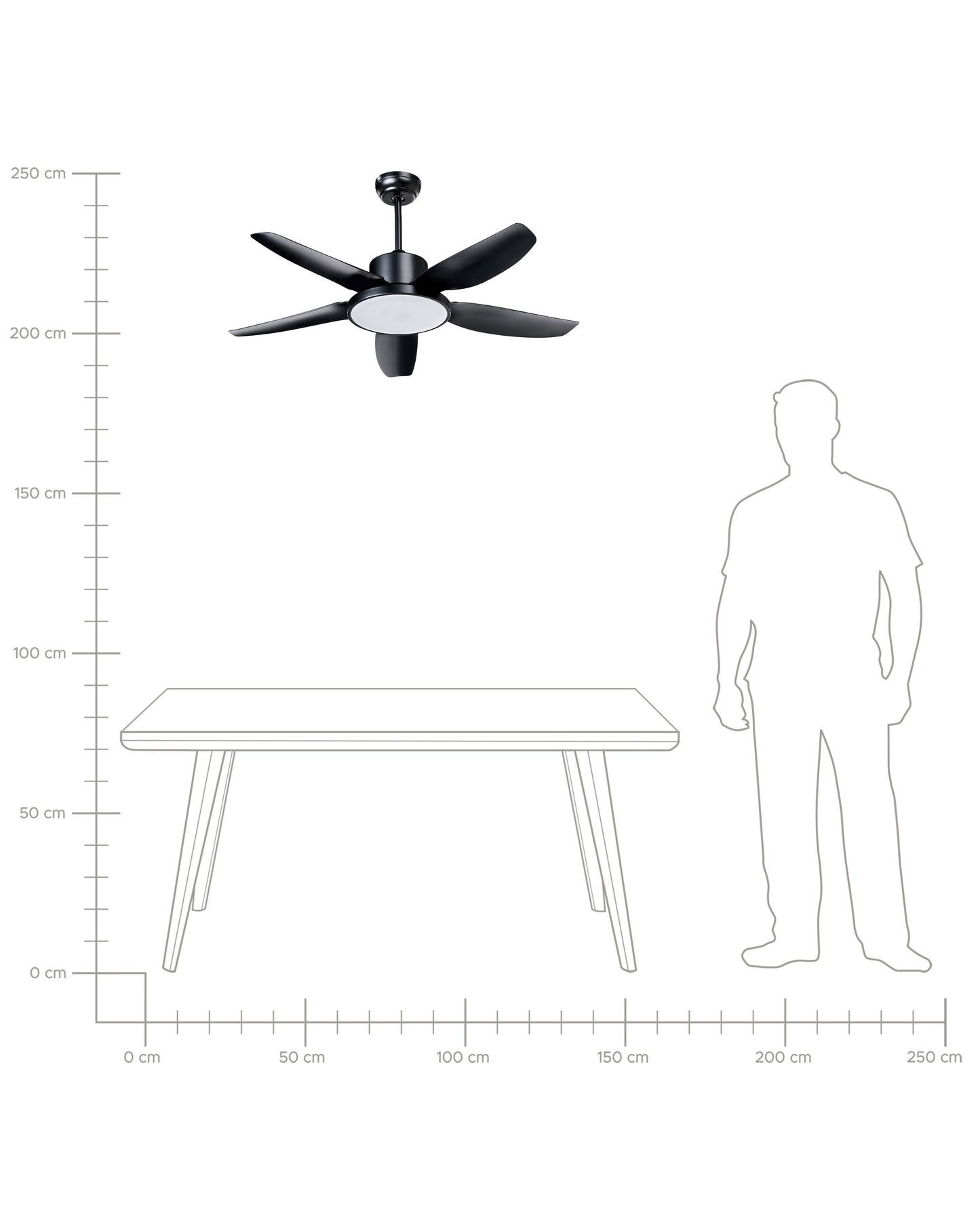  Ceiling Fan With Light LOUVET With Remote LED Black