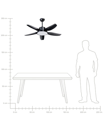  Ceiling Fan With Light LOUVET With Remote LED Black