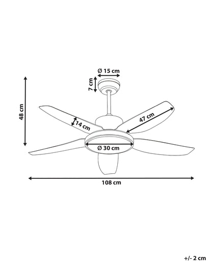  Ceiling Fan With Light LOUVET With Remote LED Black