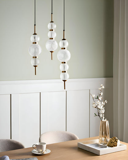  3 Light Pendant Lamp ARAS LED Glass Gold