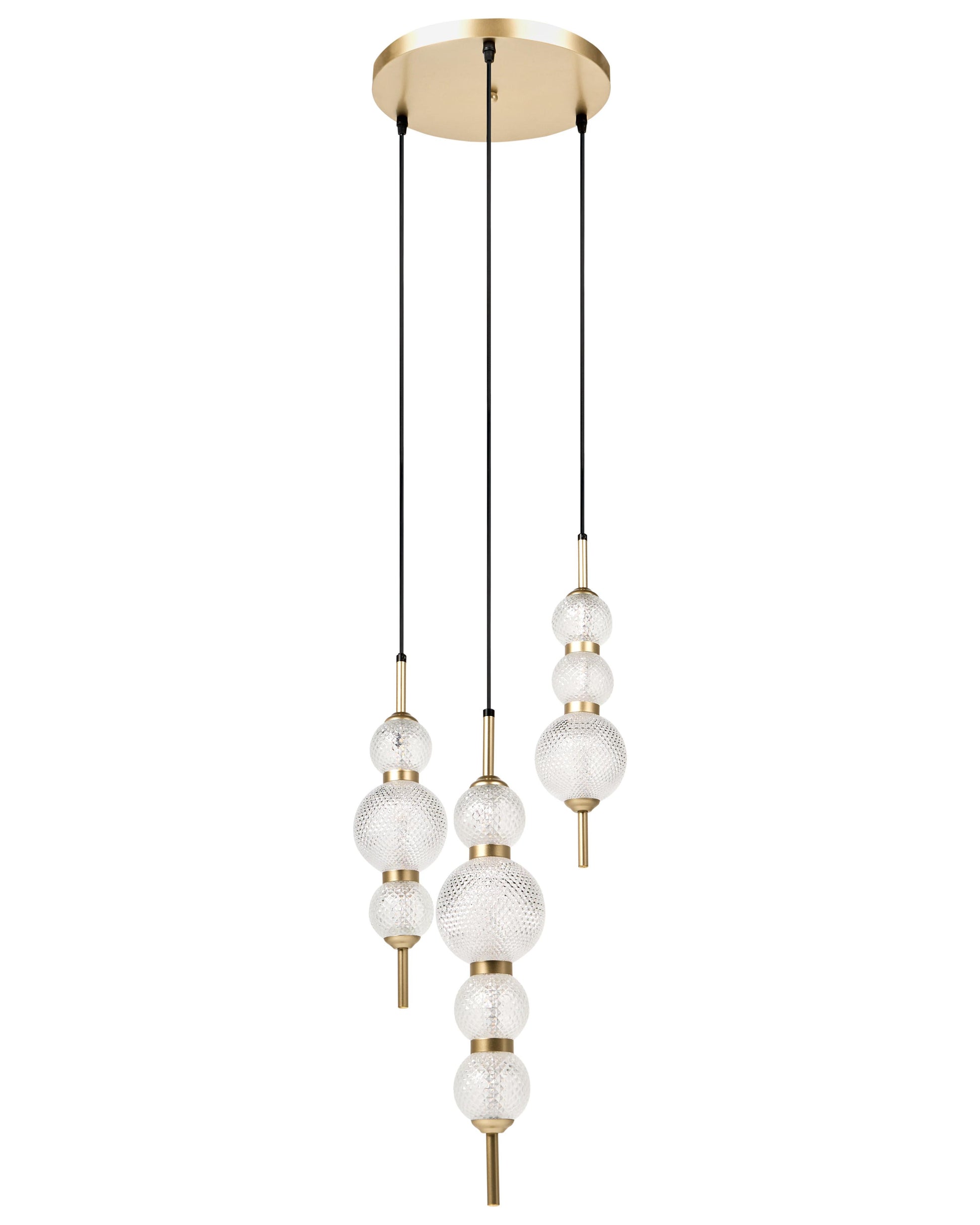  3 Light Pendant Lamp ARAS LED Glass Gold
