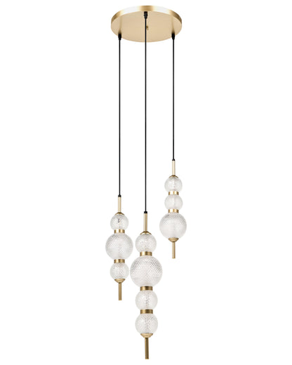  3 Light Pendant Lamp ARAS LED Glass Gold