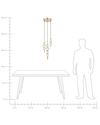  3 Light Pendant Lamp ARAS LED Glass Gold