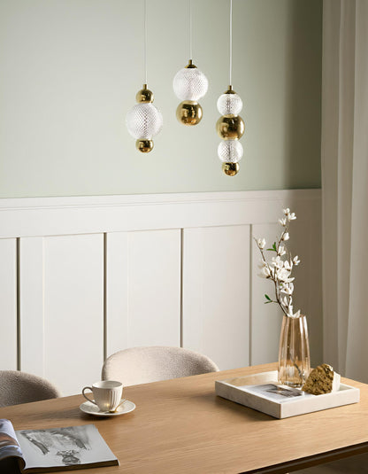  3 Light Pendant Lamp SORA LED Glass Gold