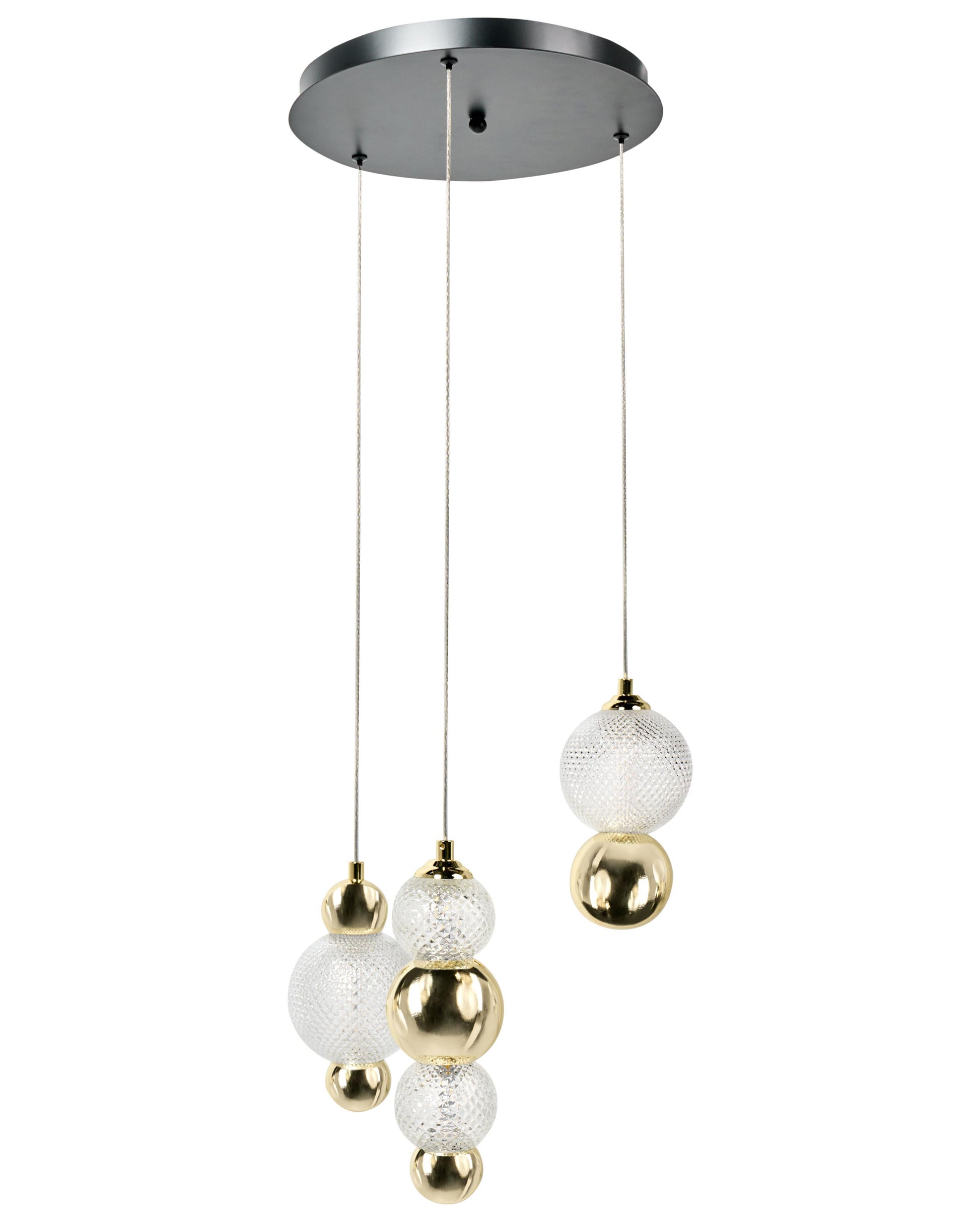  3 Light Pendant Lamp SORA LED Glass Gold