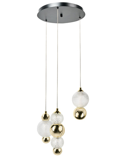  3 Light Pendant Lamp SORA LED Glass Gold