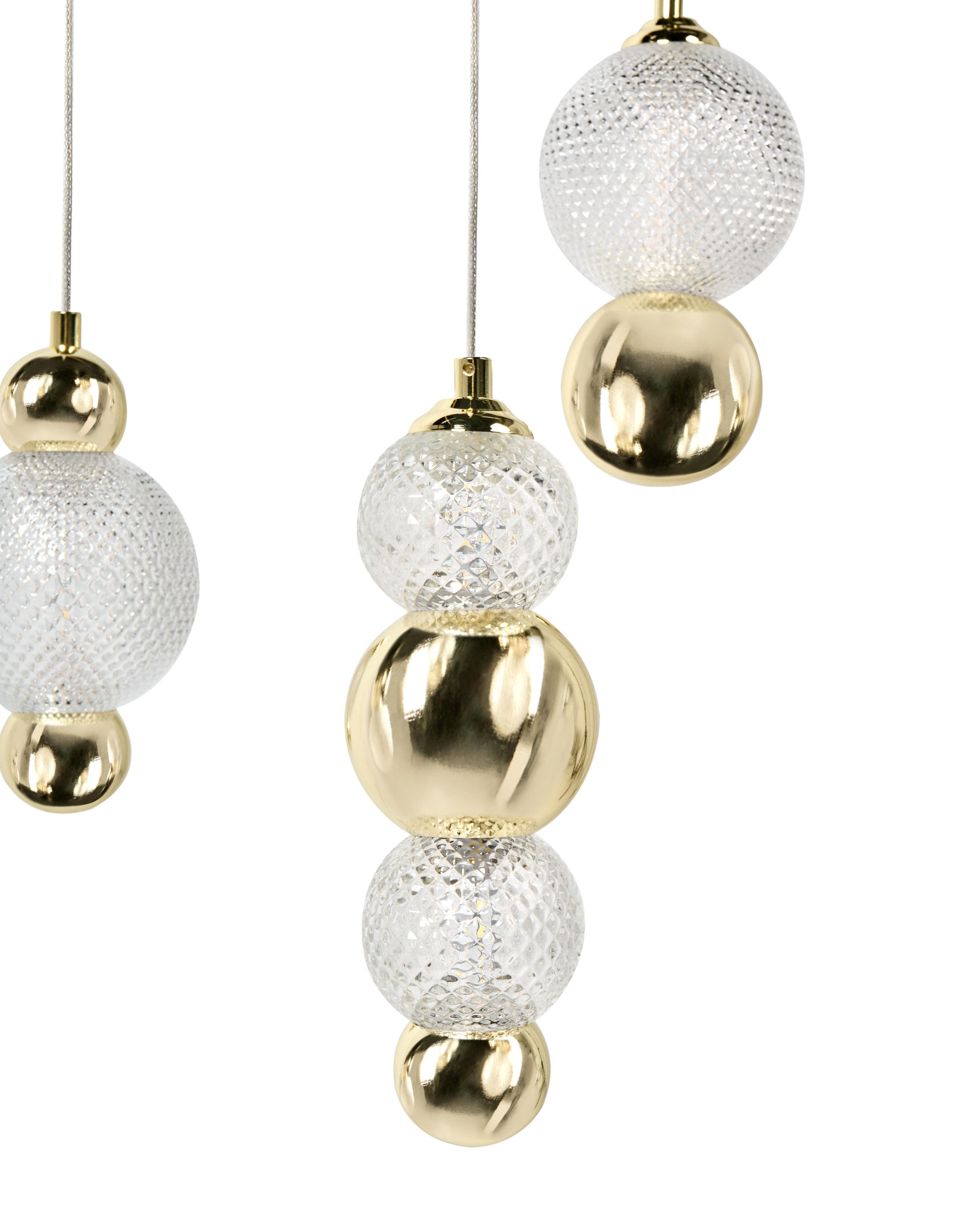 3 Light Pendant Lamp SORA LED Glass Gold