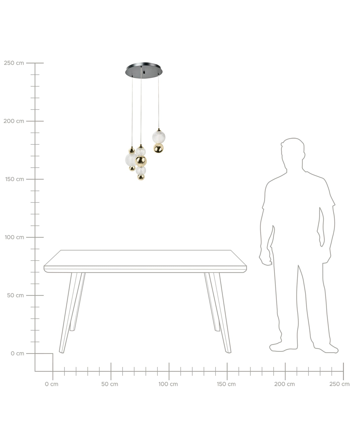 3 Light Pendant Lamp SORA LED Glass Gold